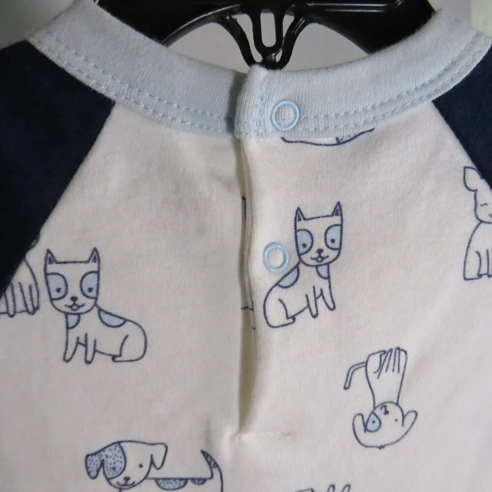 Baby Blue & White Dog Puppy Bodysuit Rene' Rofe' 3-6 mts
